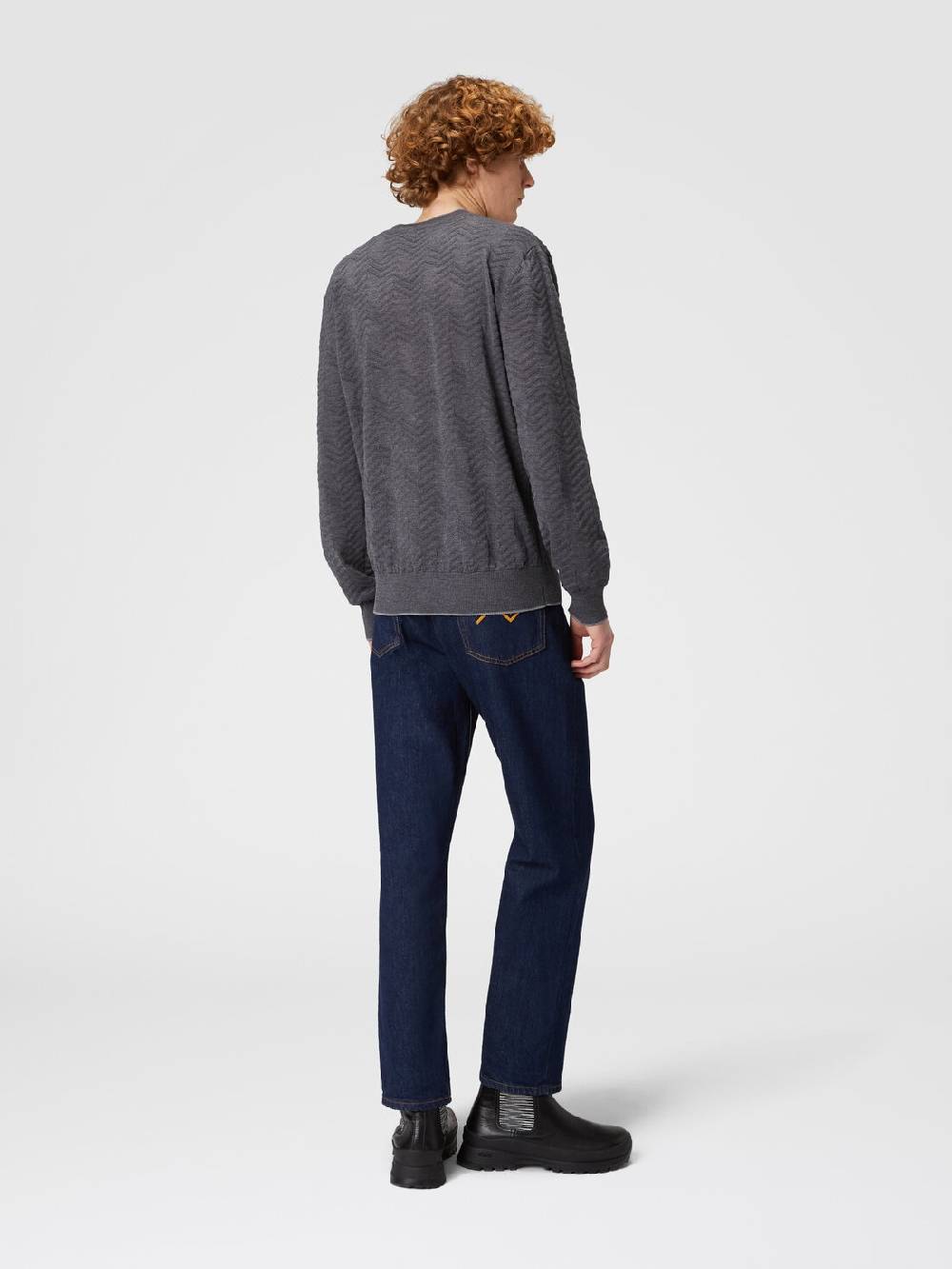 M Missoni Pullover Girocollo In Lana Con Chevron Tono Su Tono