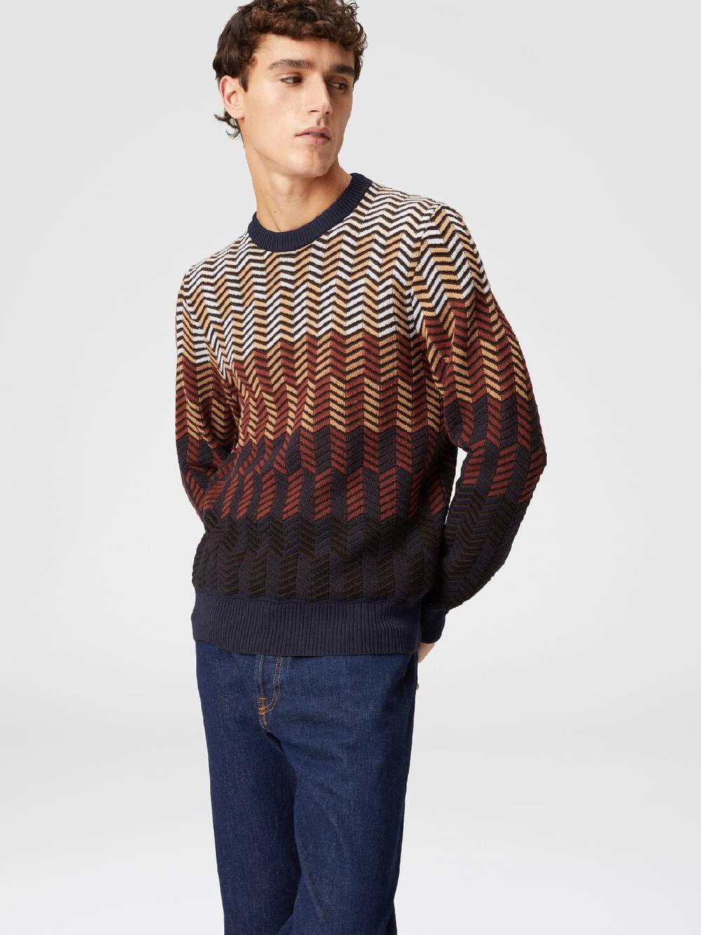 M Missoni Pullover Girocollo In Lana Vergine Zig Zag