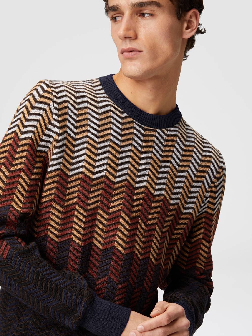 M Missoni Pullover Girocollo In Lana Vergine Zig Zag
