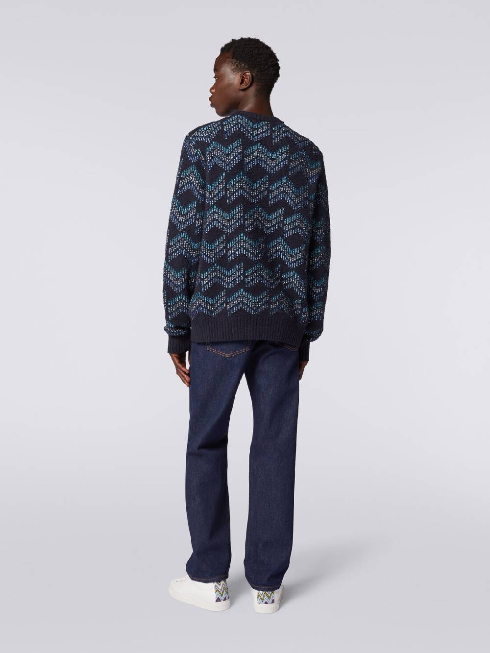 M Missoni Pullover Girocollo In Misto Cotone Motivo Zig Zag