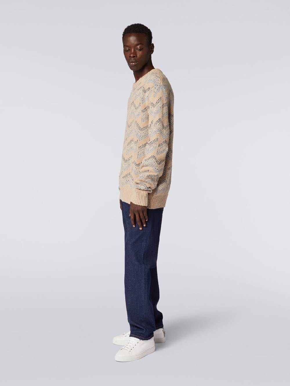 M Missoni Pullover Girocollo In Misto Cotone Motivo Zig Zag