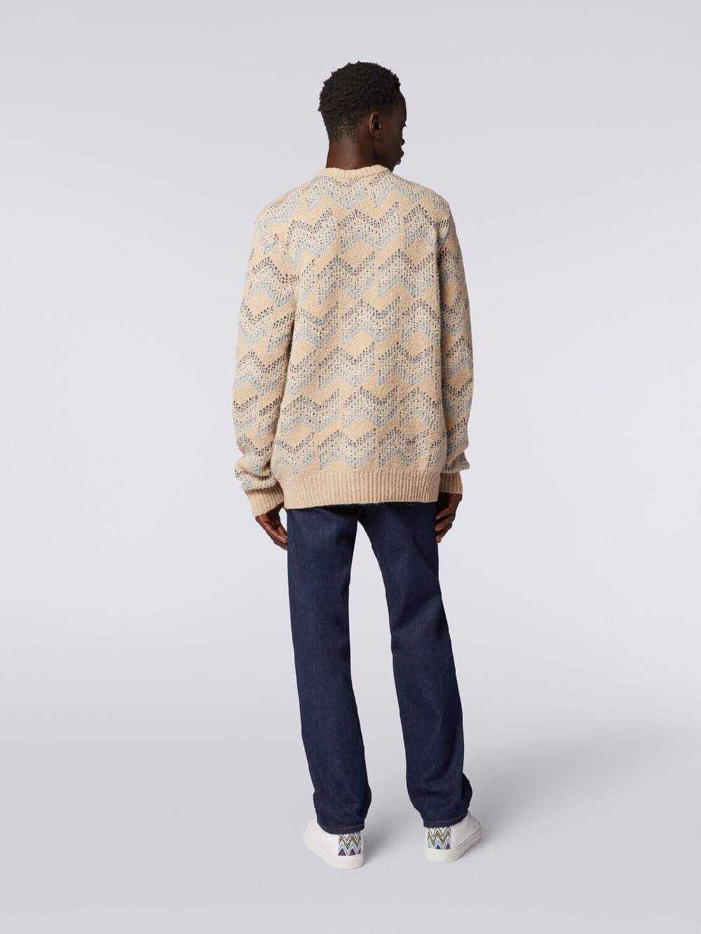 M Missoni Pullover Girocollo In Misto Cotone Motivo Zig Zag