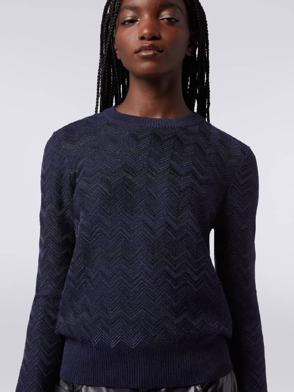 M Missoni Pullover Girocollo In Viscosa E Lana Chevron