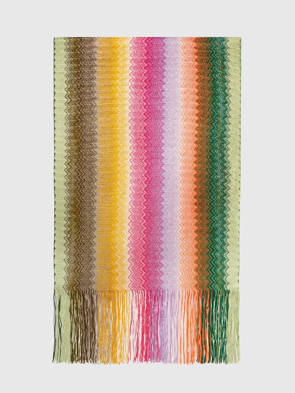 M Missoni Sciarpa In Maglia Di Viscosa Chevron Con Frange