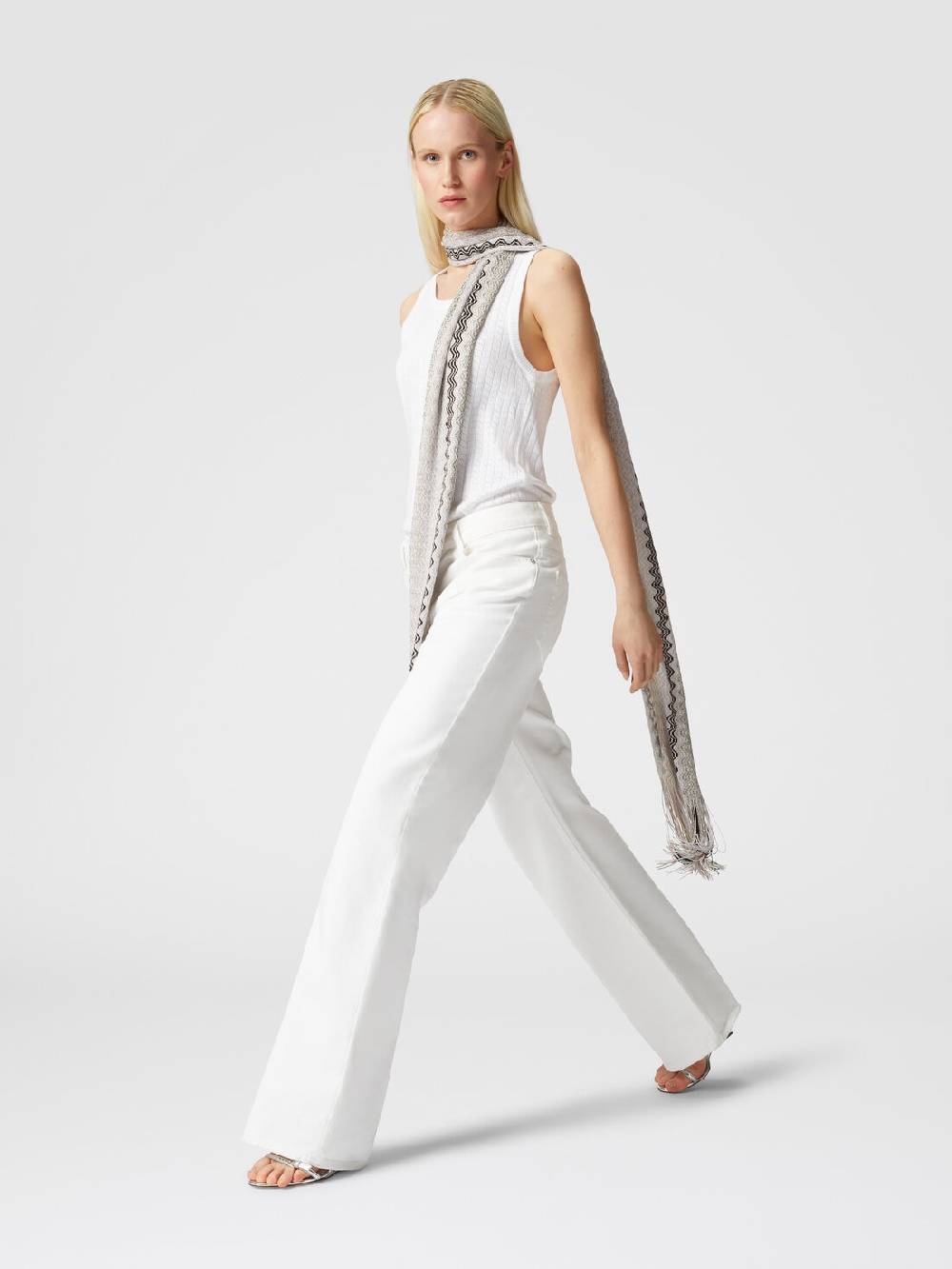 M Missoni Sciarpa In Misto Viscosa Con Motivo A Onde E Frange