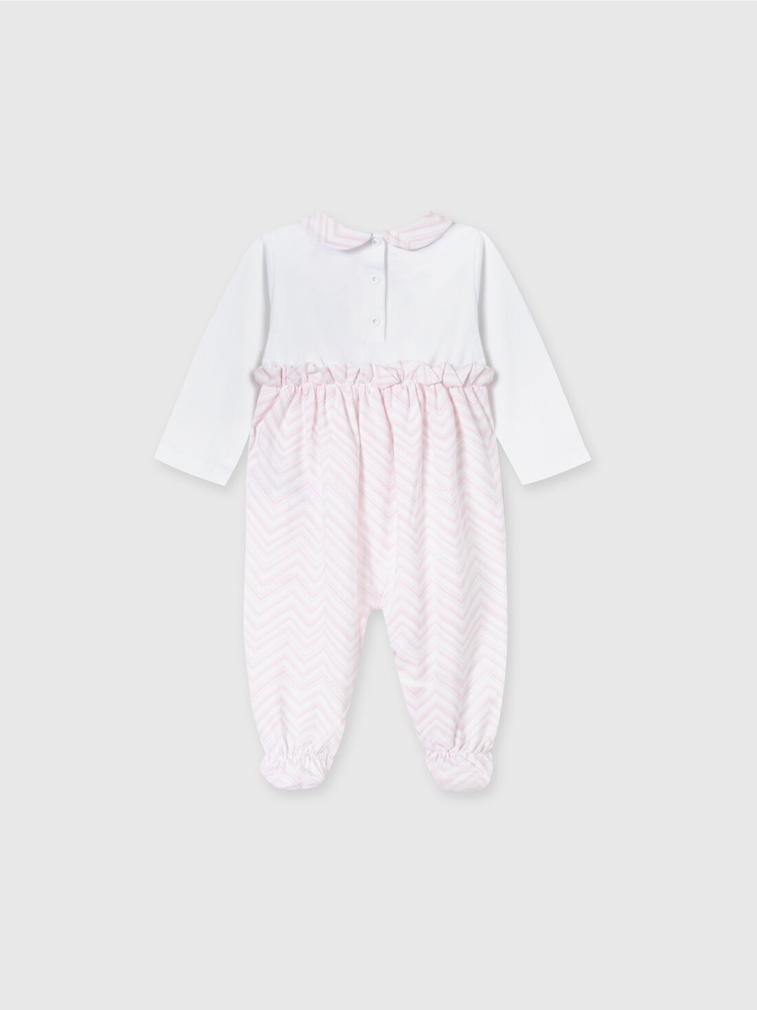 M Missoni Set Tre Pezzi Con Tutina, Zuccotto E Bavaglino In Cotone Con Inserti Zig Zag