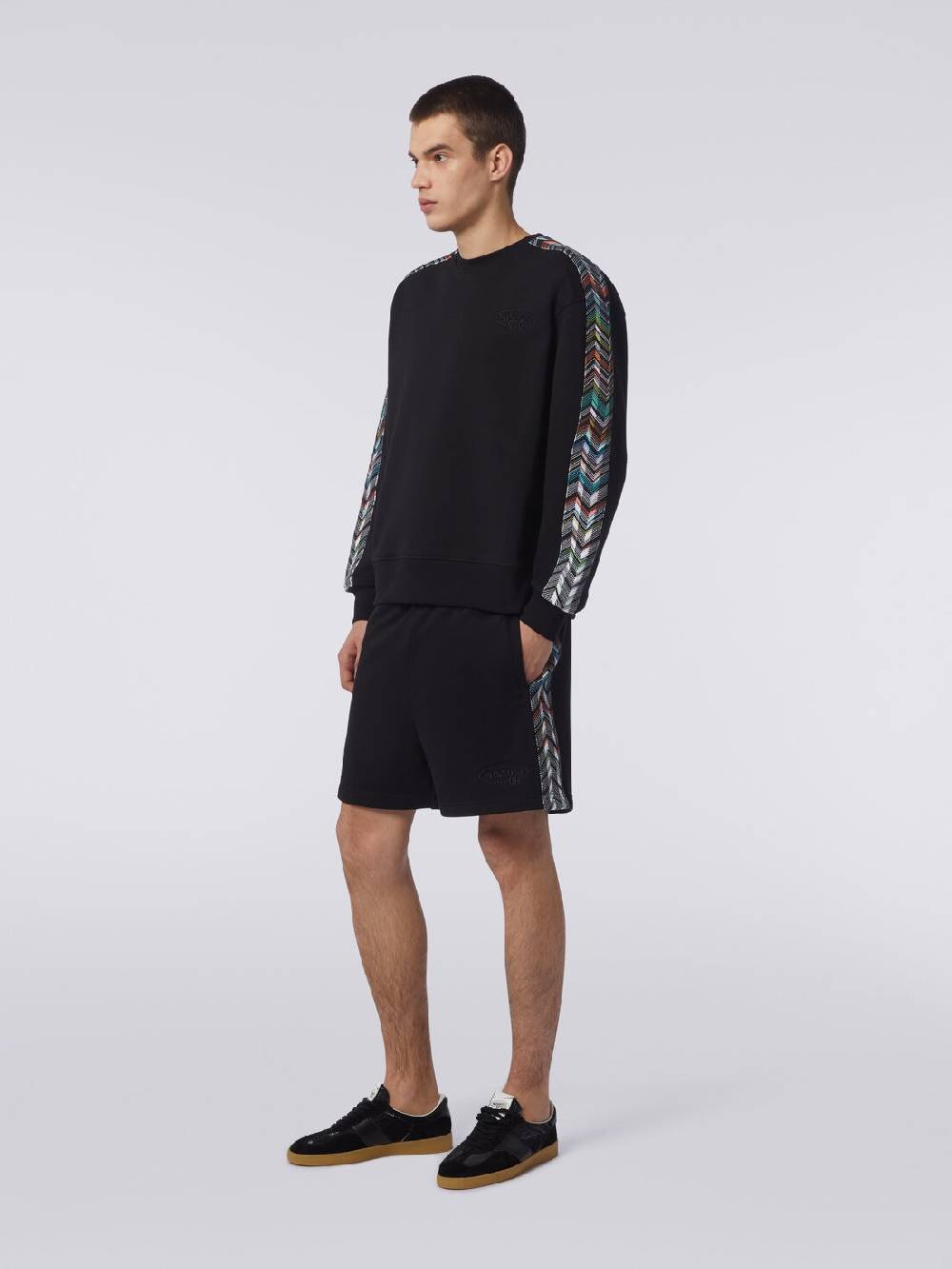 M Missoni Shorts In Felpa Con Logo E Bande Laterali In Maglia