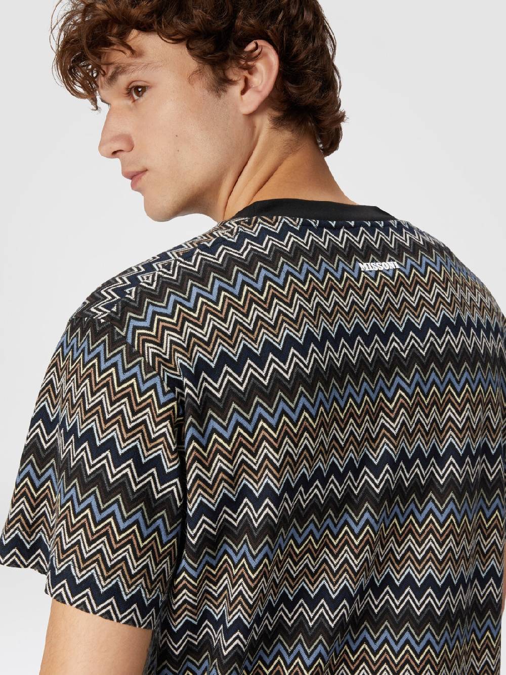 M Missoni T-shirt Con Motivo Zig Zag E Logo Posteriore
