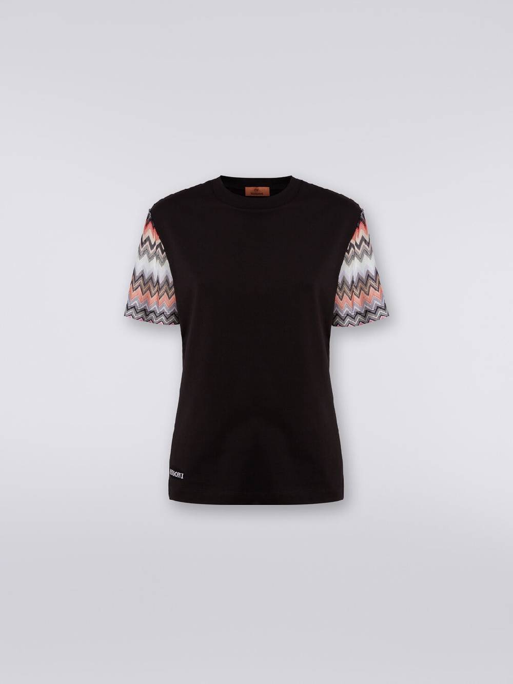 M Missoni T-shirt Girocollo In Cotone Con Inserti Zig Zag