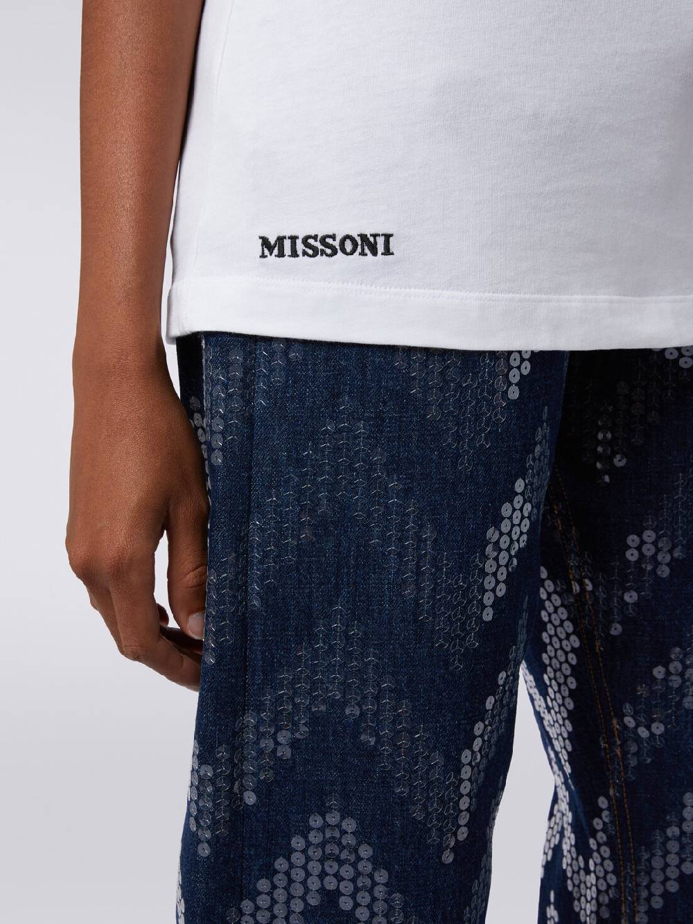 M Missoni T-shirt Girocollo In Cotone Con Inserti Zig Zag