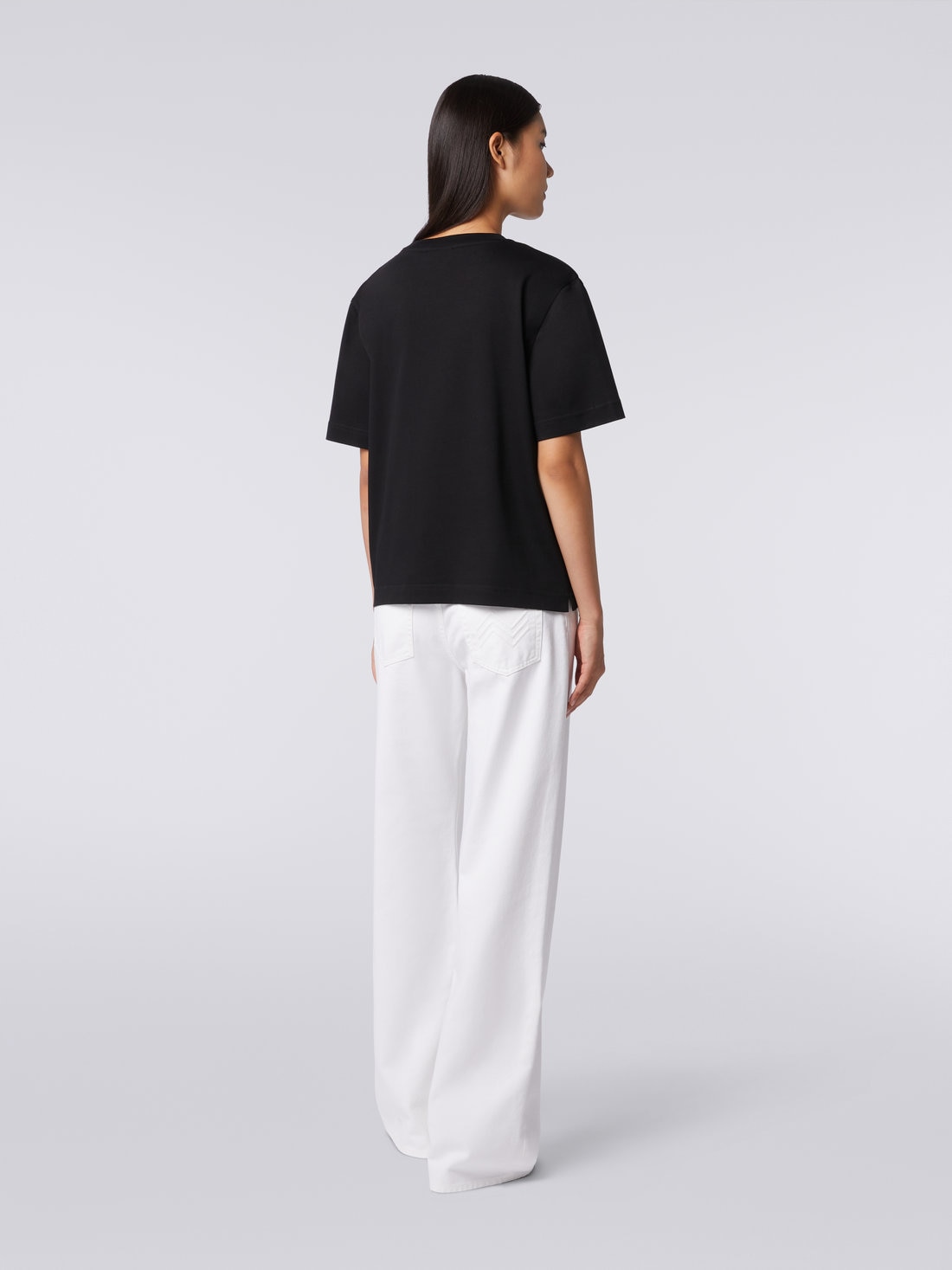 M Missoni T-shirt Girocollo In Cotone Con Ricamo E Logo