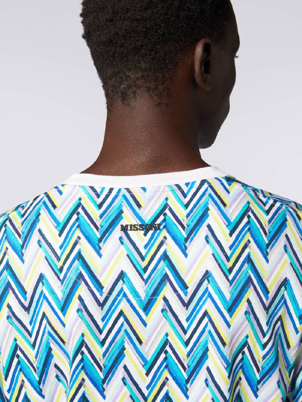 M Missoni T-shirt Girocollo In Cotone Con Stampa Zig Zag