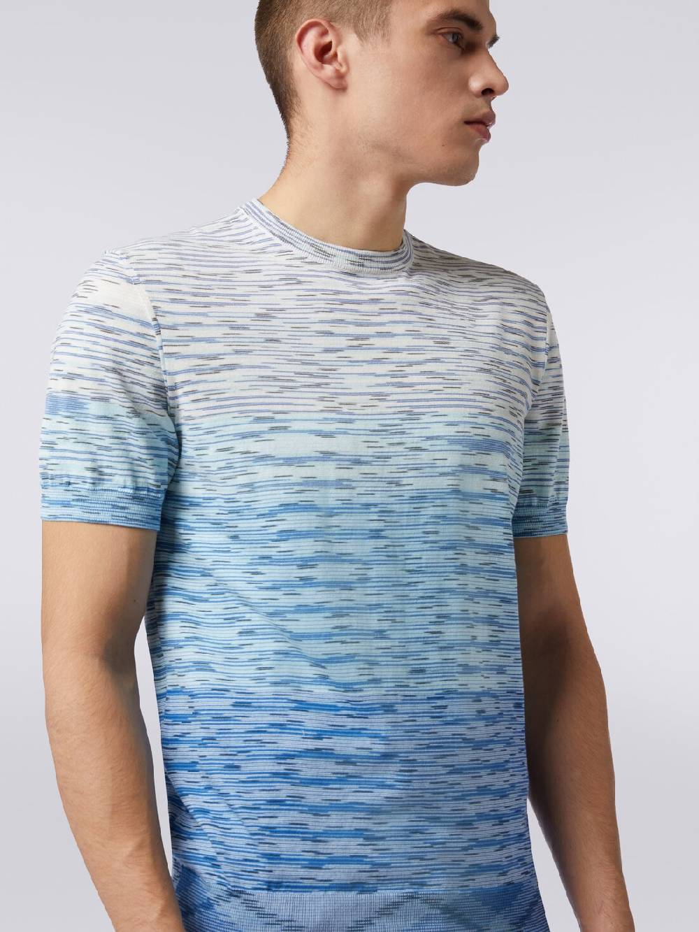 M Missoni T-shirt Girocollo In Cotone Fiammato Dégradé