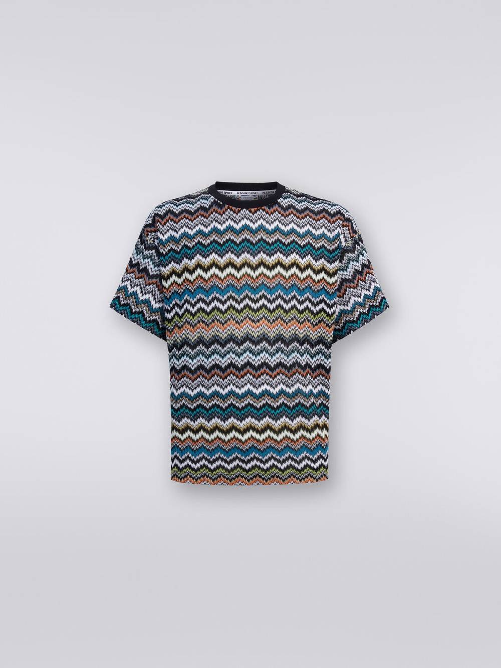 M Missoni T-shirt Girocollo In Maglia Di Cotone Zig Zag