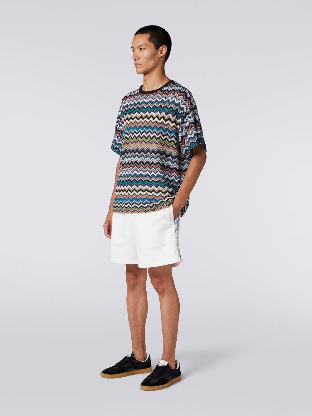 M Missoni T-shirt Girocollo In Maglia Di Cotone Zig Zag
