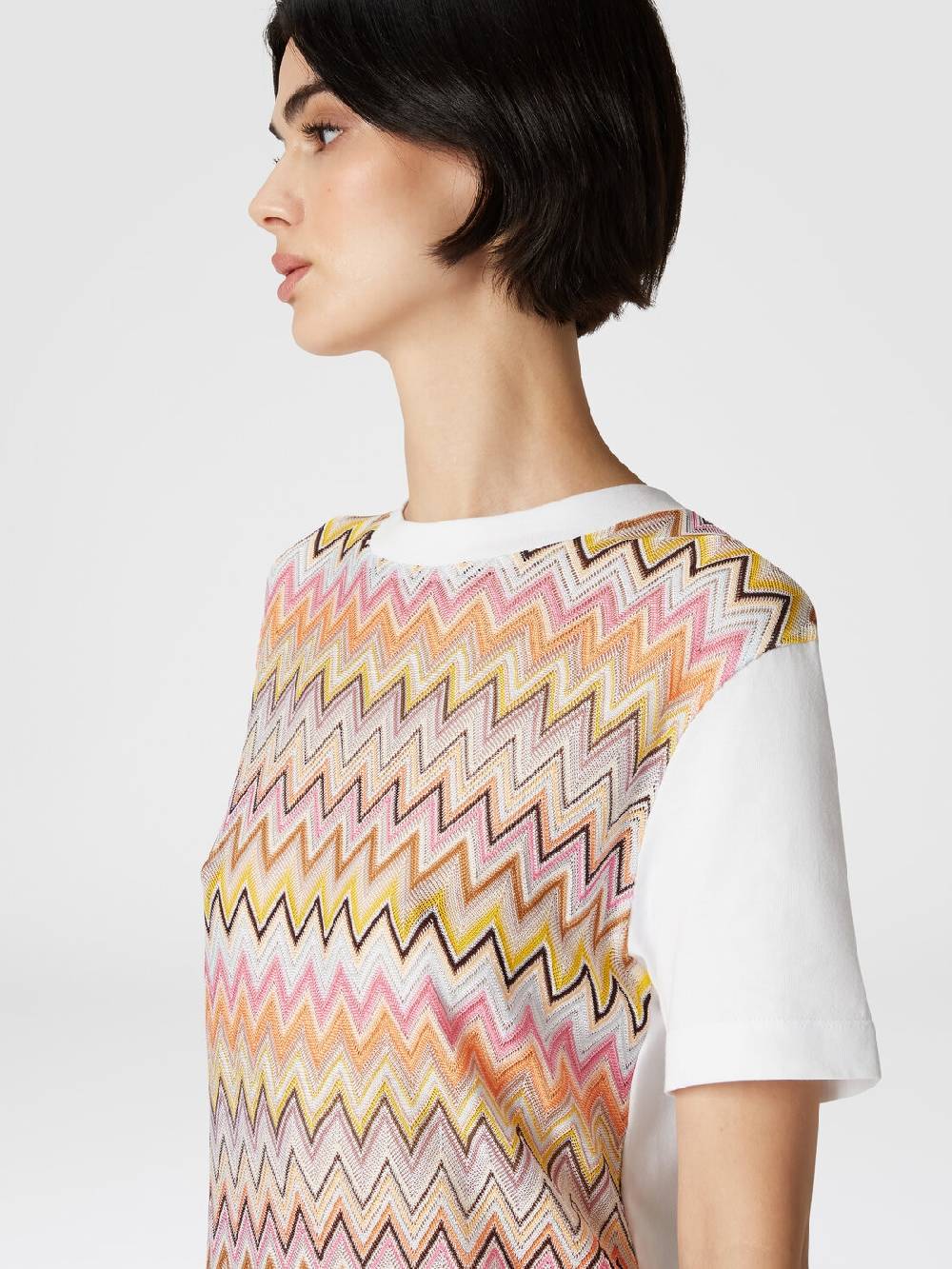 M Missoni T-shirt In Jersey Di Cotone Con Inserti Chevron