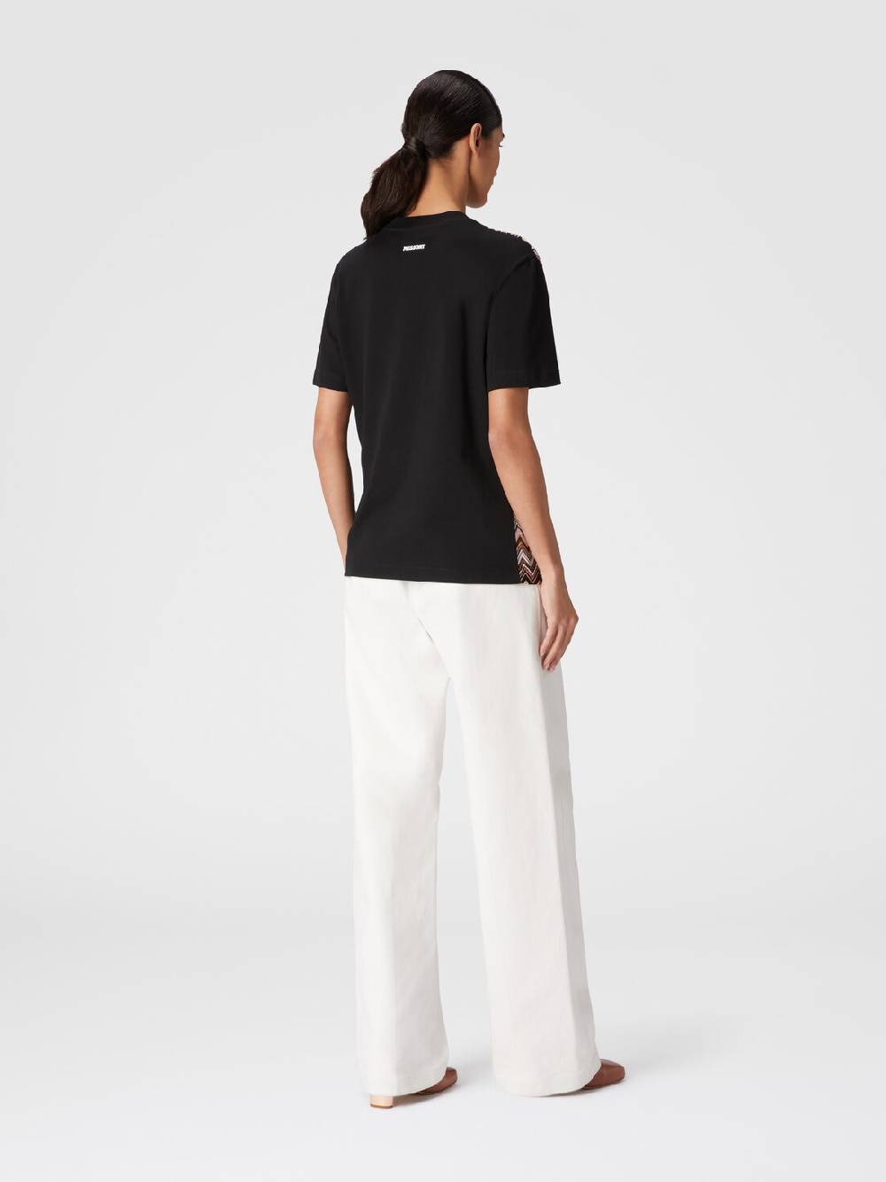 M Missoni T-shirt In Jersey Di Cotone Con Inserti Chevron