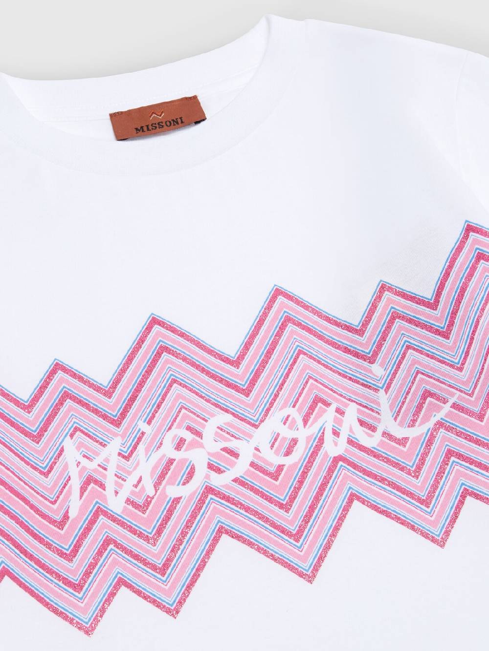 M Missoni T-shirt In Jersey Di Cotone Con Inserto Chevron E Logo