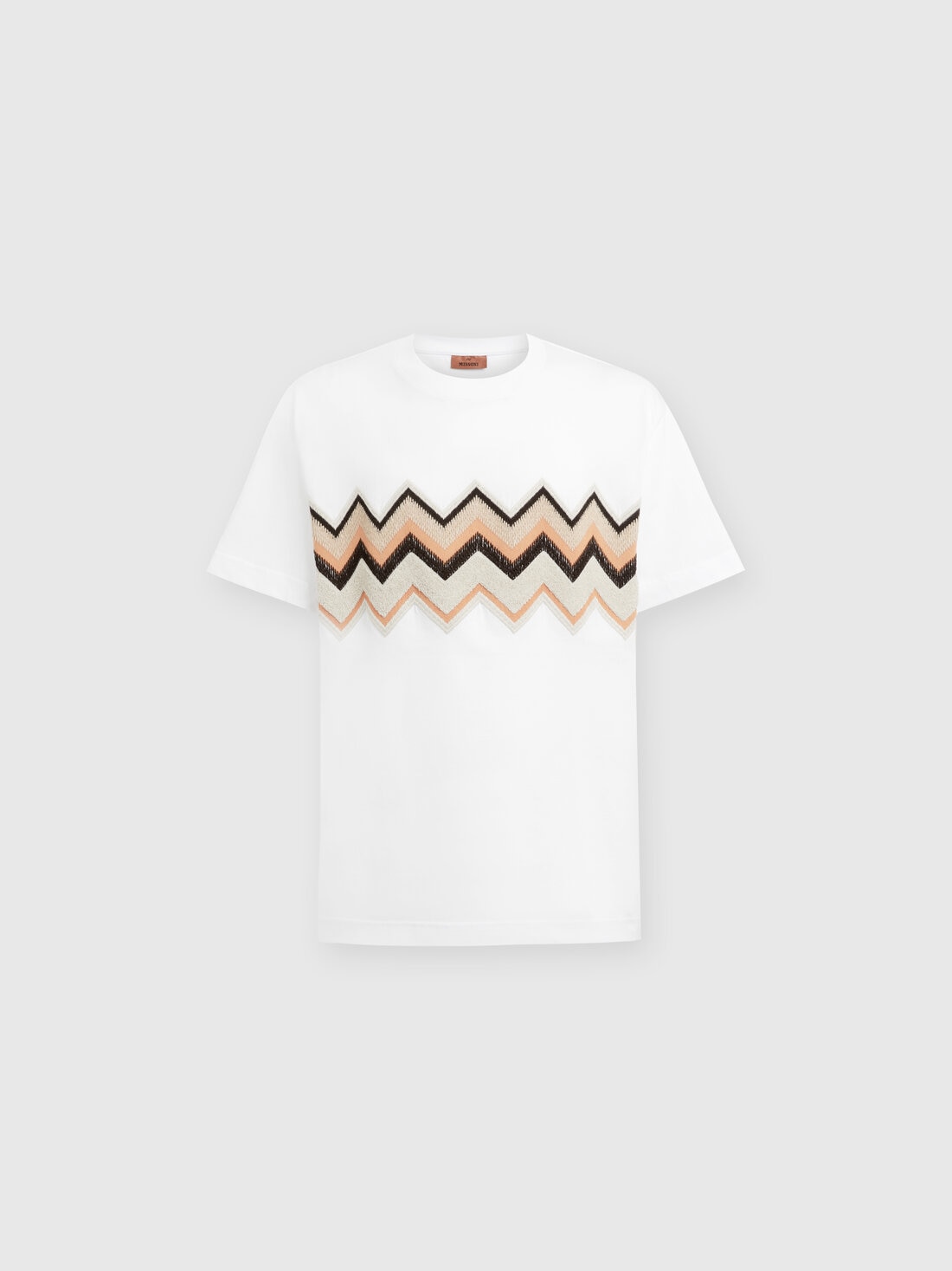 M Missoni T-shirt In Jersey Di Cotone Con Ricamo Zig Zag