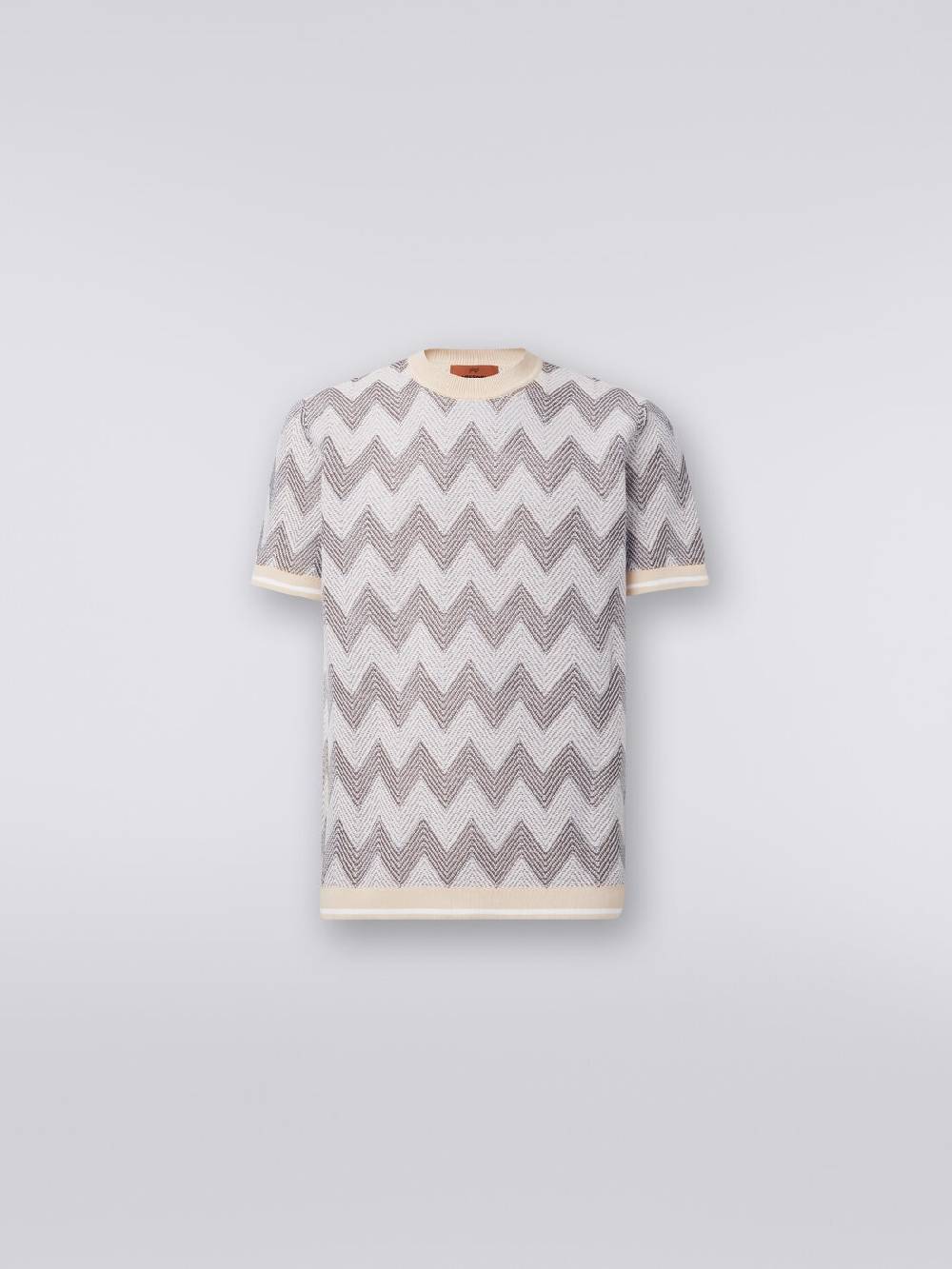 M Missoni T-shirt In Maglia Di Cotone Chevron Con Profili A Contrasto