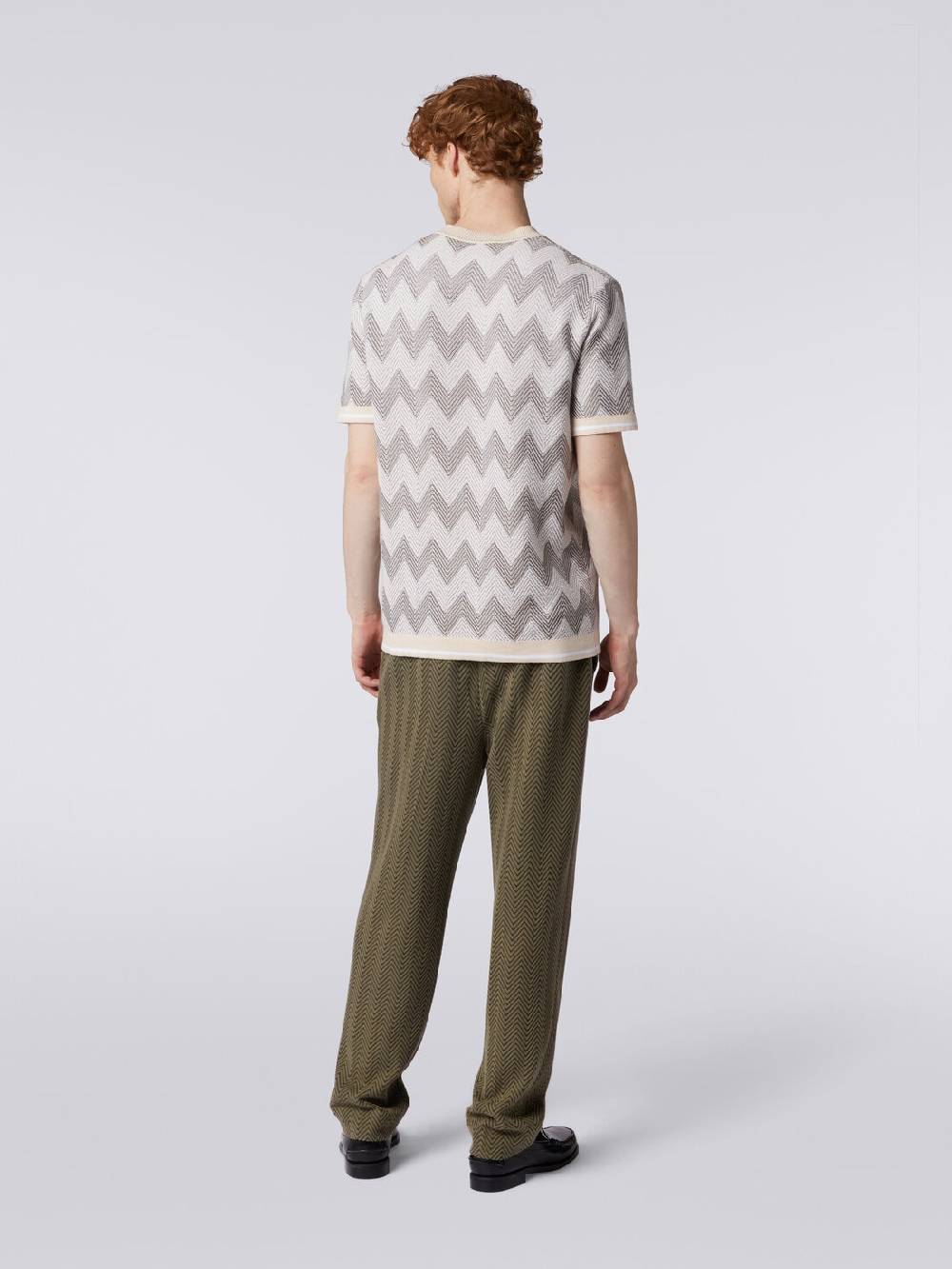 M Missoni T-shirt In Maglia Di Cotone Chevron Con Profili A Contrasto