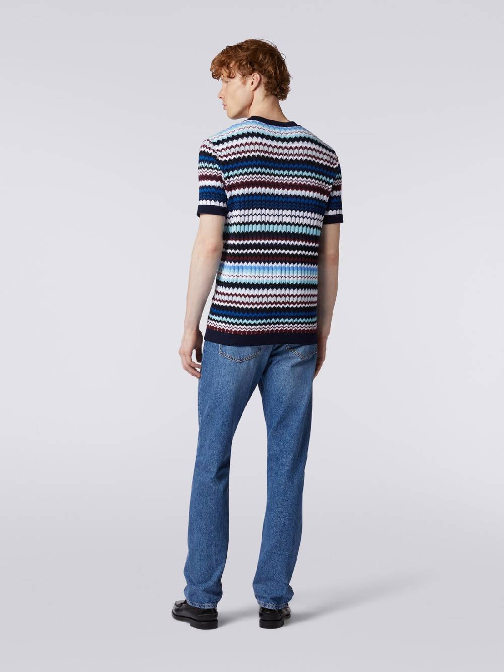 M Missoni T-shirt In Maglia Di Cotone Zig Zag A Costine