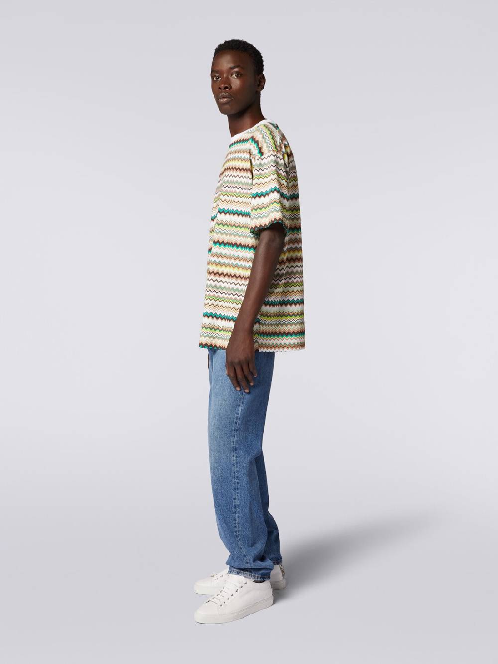 M Missoni T-shirt Oversize In Cotone Con Stampa Zig Zag