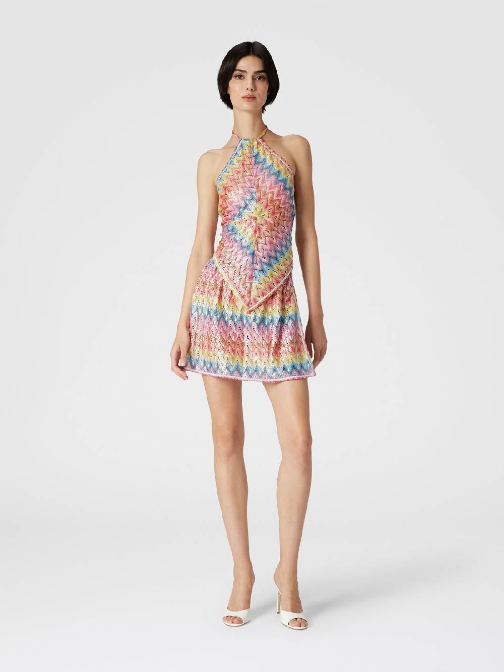 M Missoni Top a fazzoletto in pizzo di misto cotone spalmato