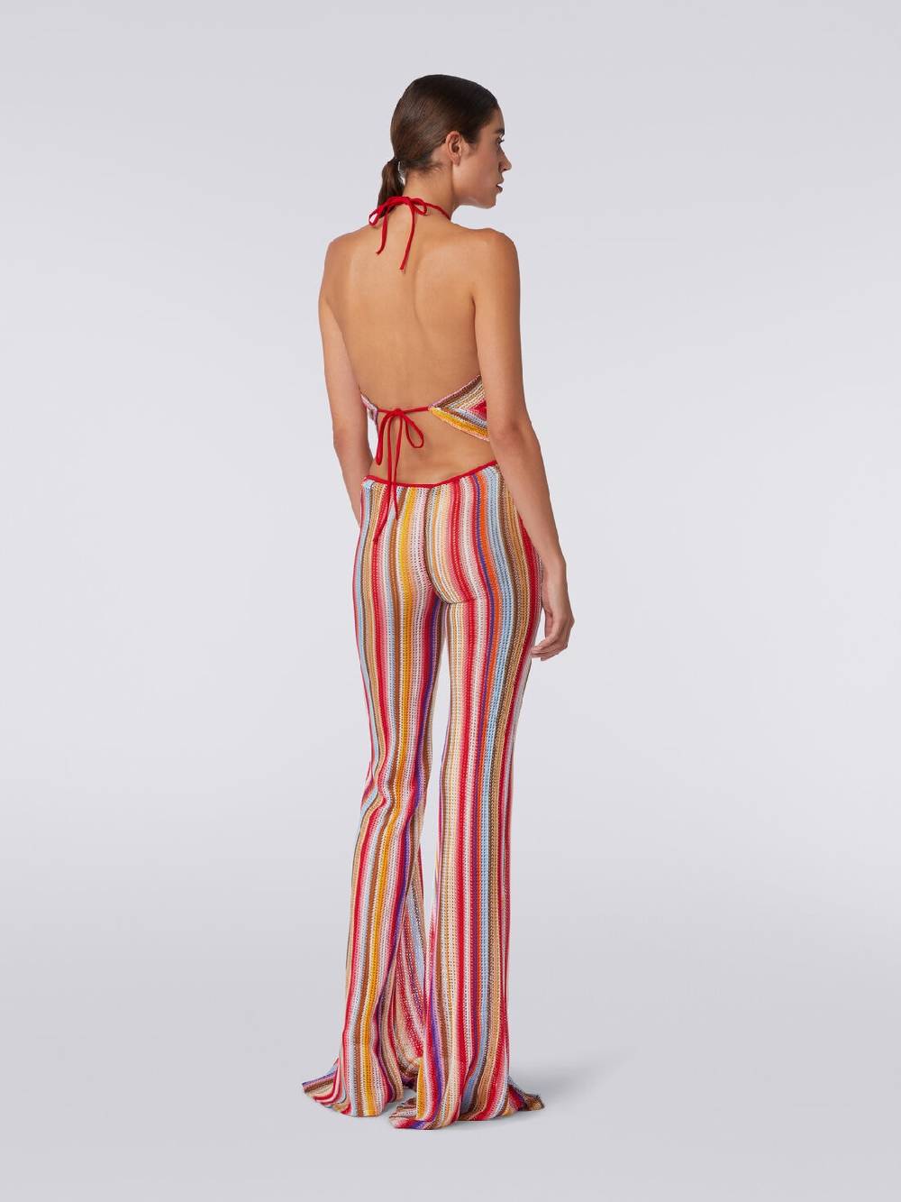 M Missoni Top Con Scollatura All'americana In Crochet Rigato