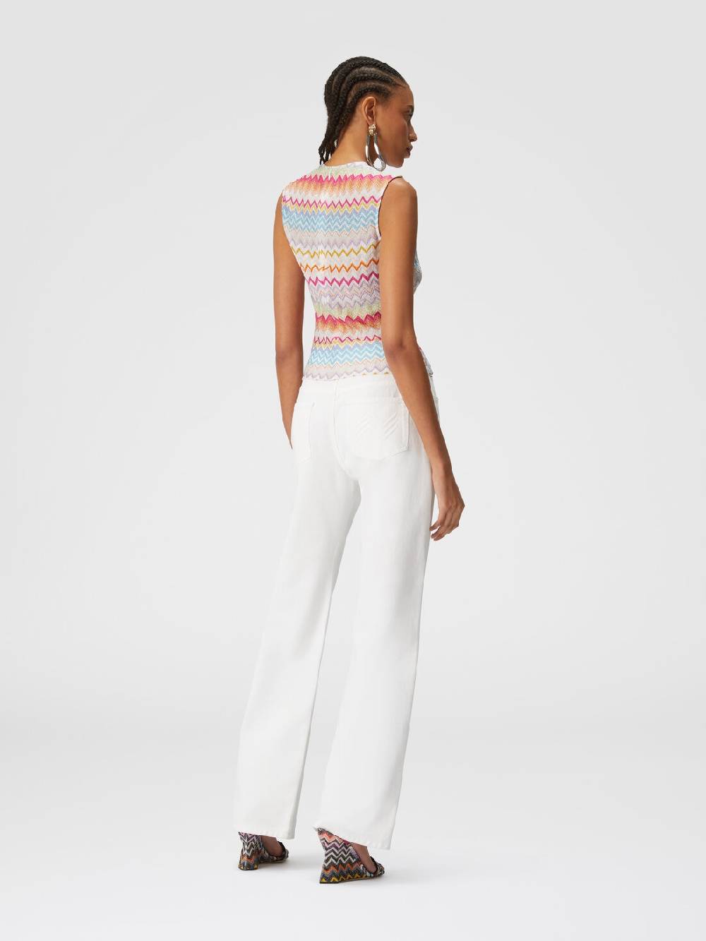 M Missoni Top In Viscosa Zig Zag Lamé Con Arricciature