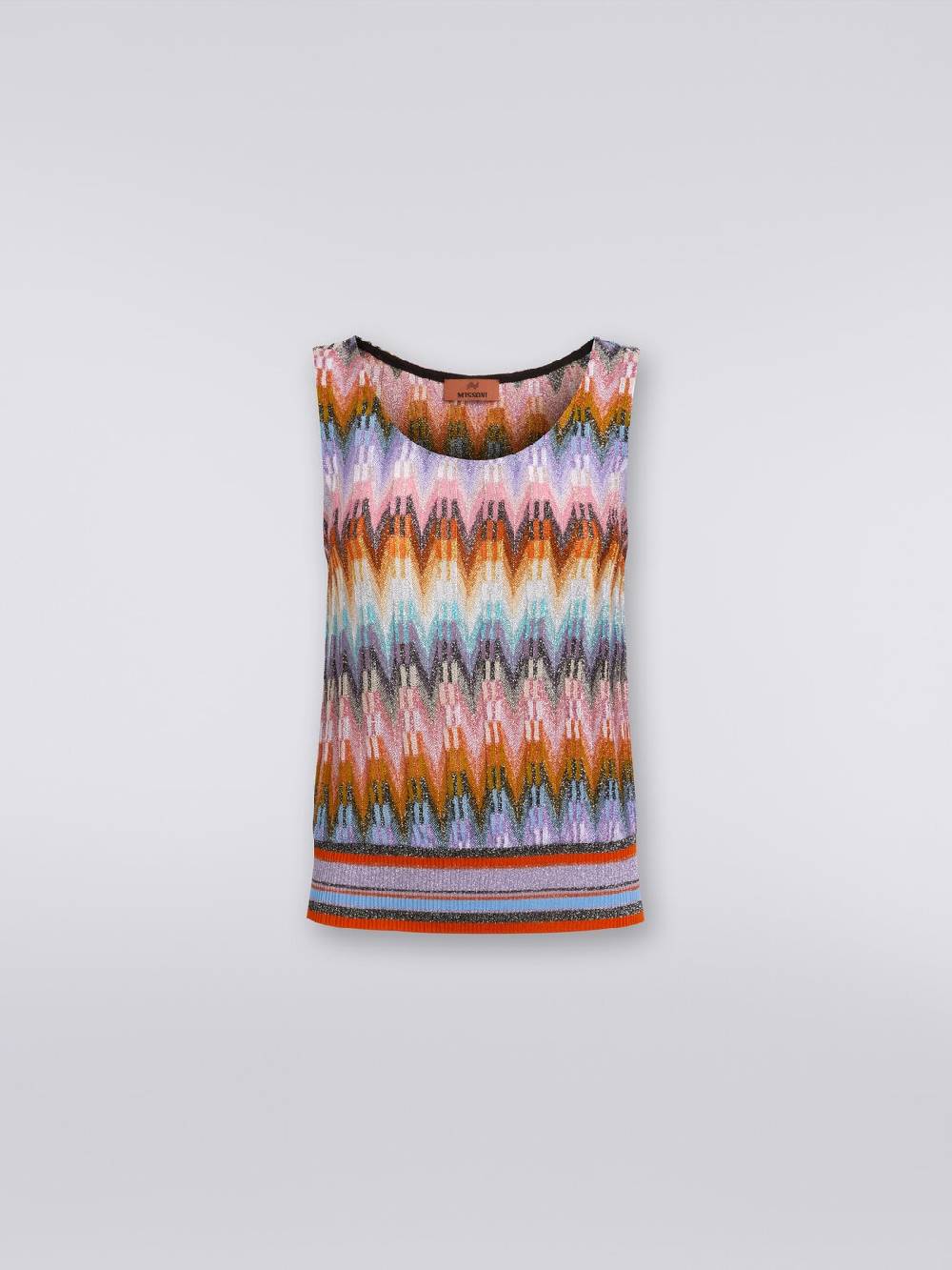M Missoni Top Senza Maniche In Viscosa Zig Zag Con Lurex