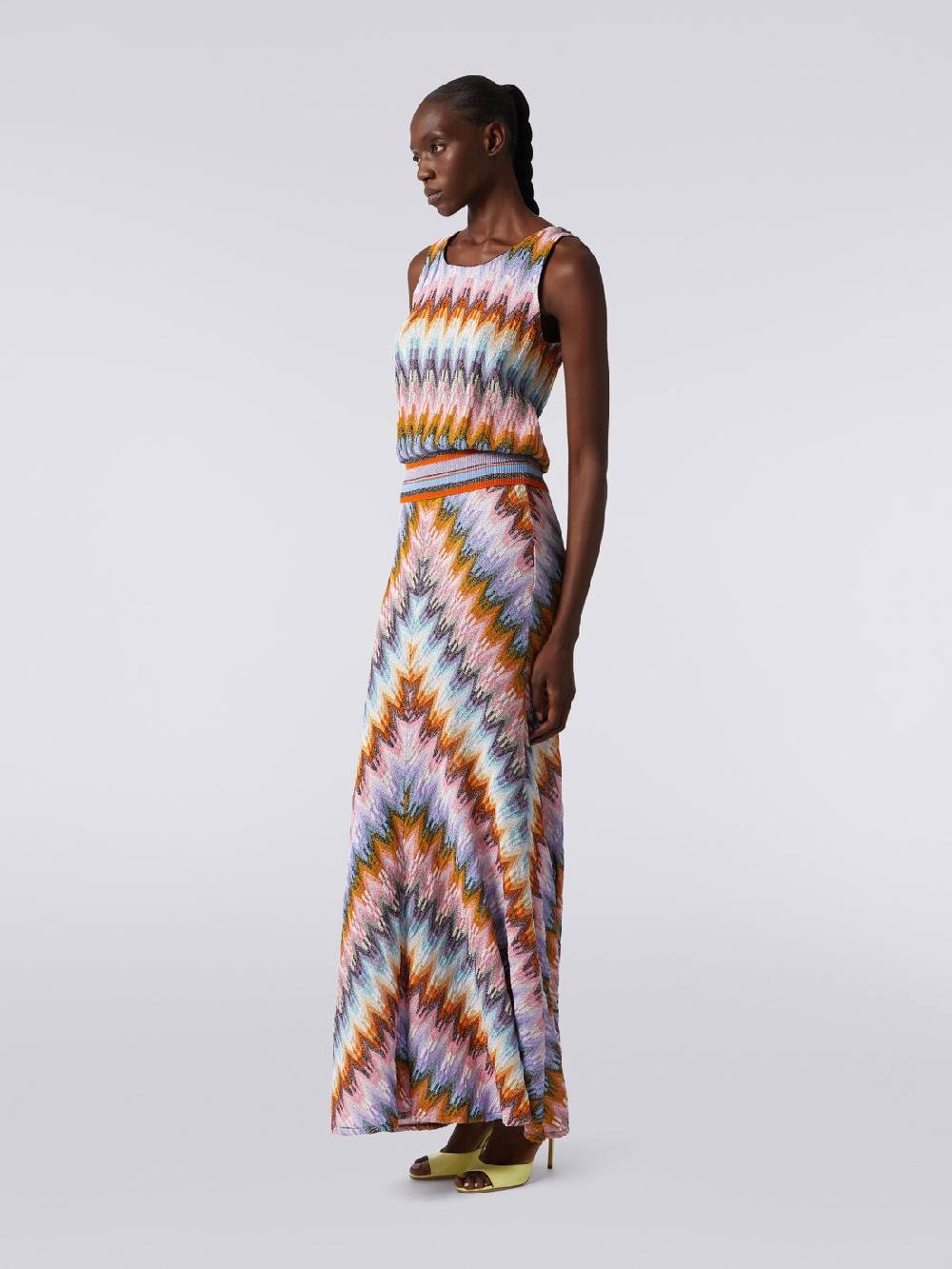M Missoni Top Senza Maniche In Viscosa Zig Zag Con Lurex