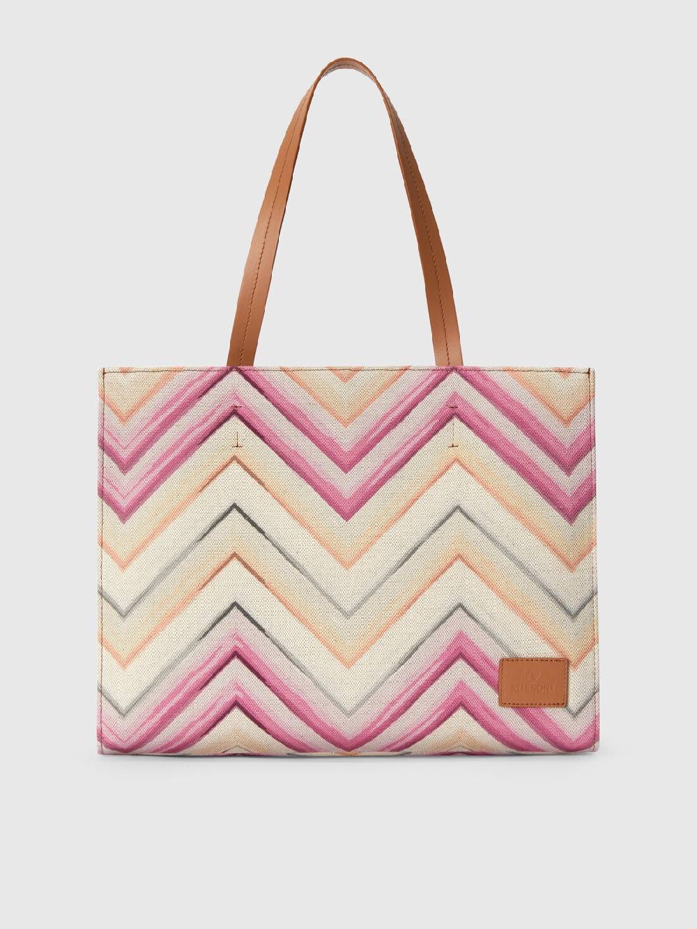 M Missoni Tote Bag In Misto Cotone Con Motivo Chevron