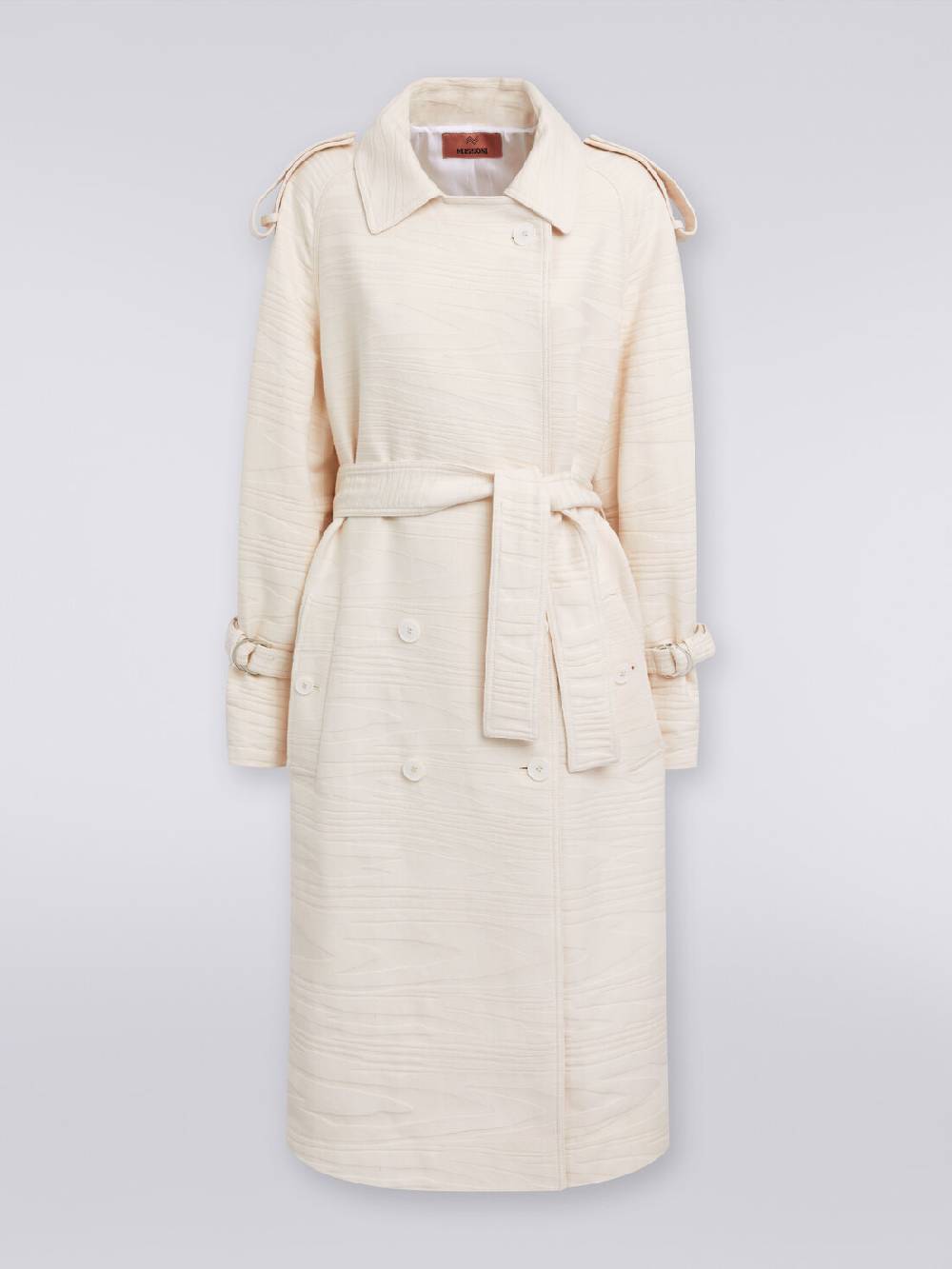 M Missoni Trench In Canvas Di Cotone Jacquard Fimmato
