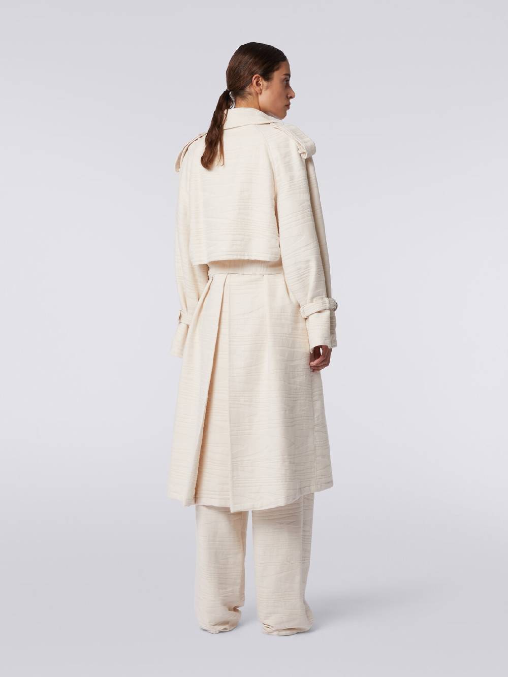 M Missoni Trench In Canvas Di Cotone Jacquard Fimmato