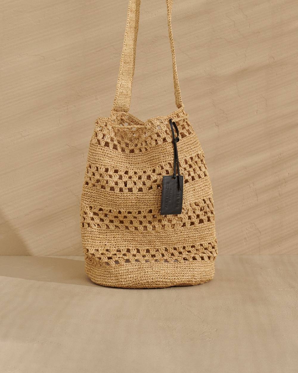 Manebí Bucket Raffia Bag - One Shoulder Strap Natural