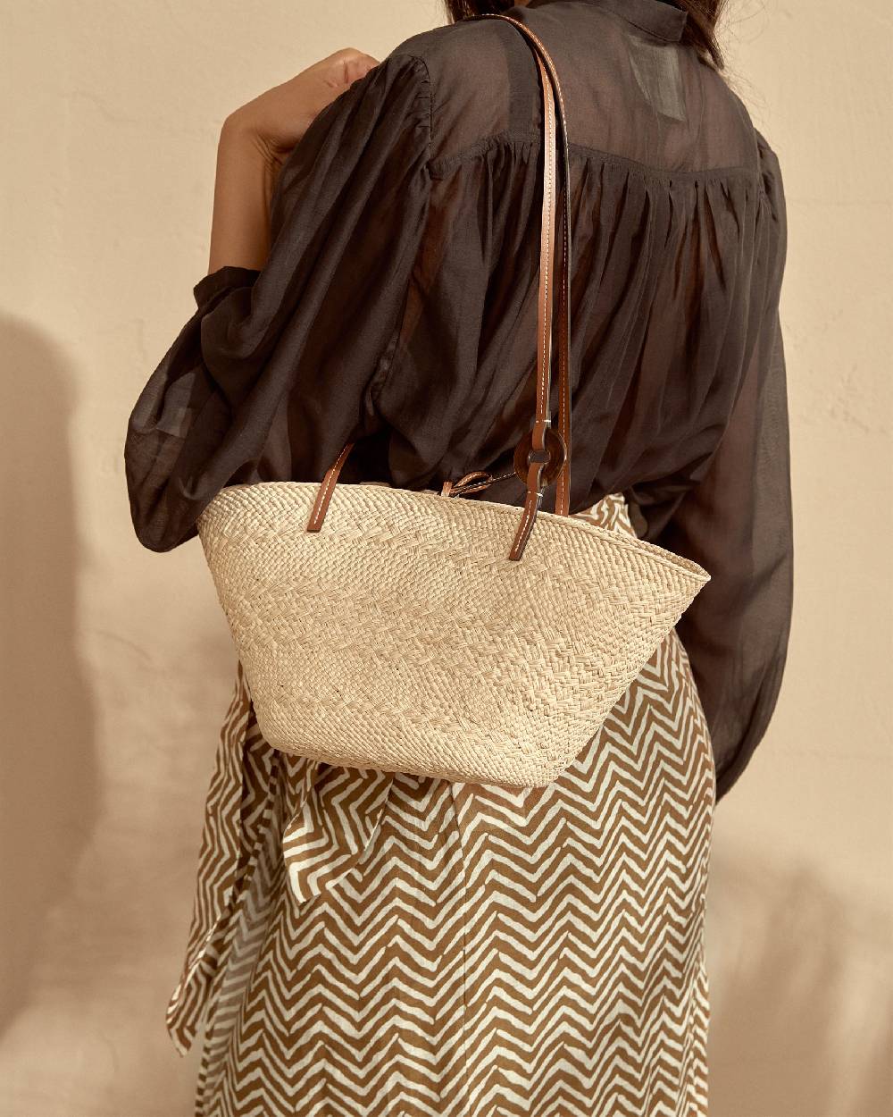 Manebí Cabas Iraca Palm \u0026 Leather - Shoulder Bag Natural