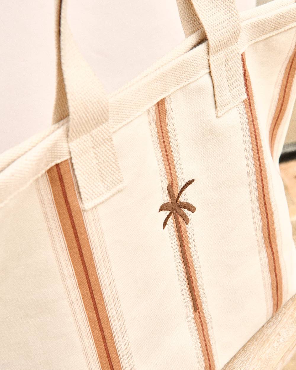 Manebí Canvas California Tote Bag - Cocoa Beige Multistripes