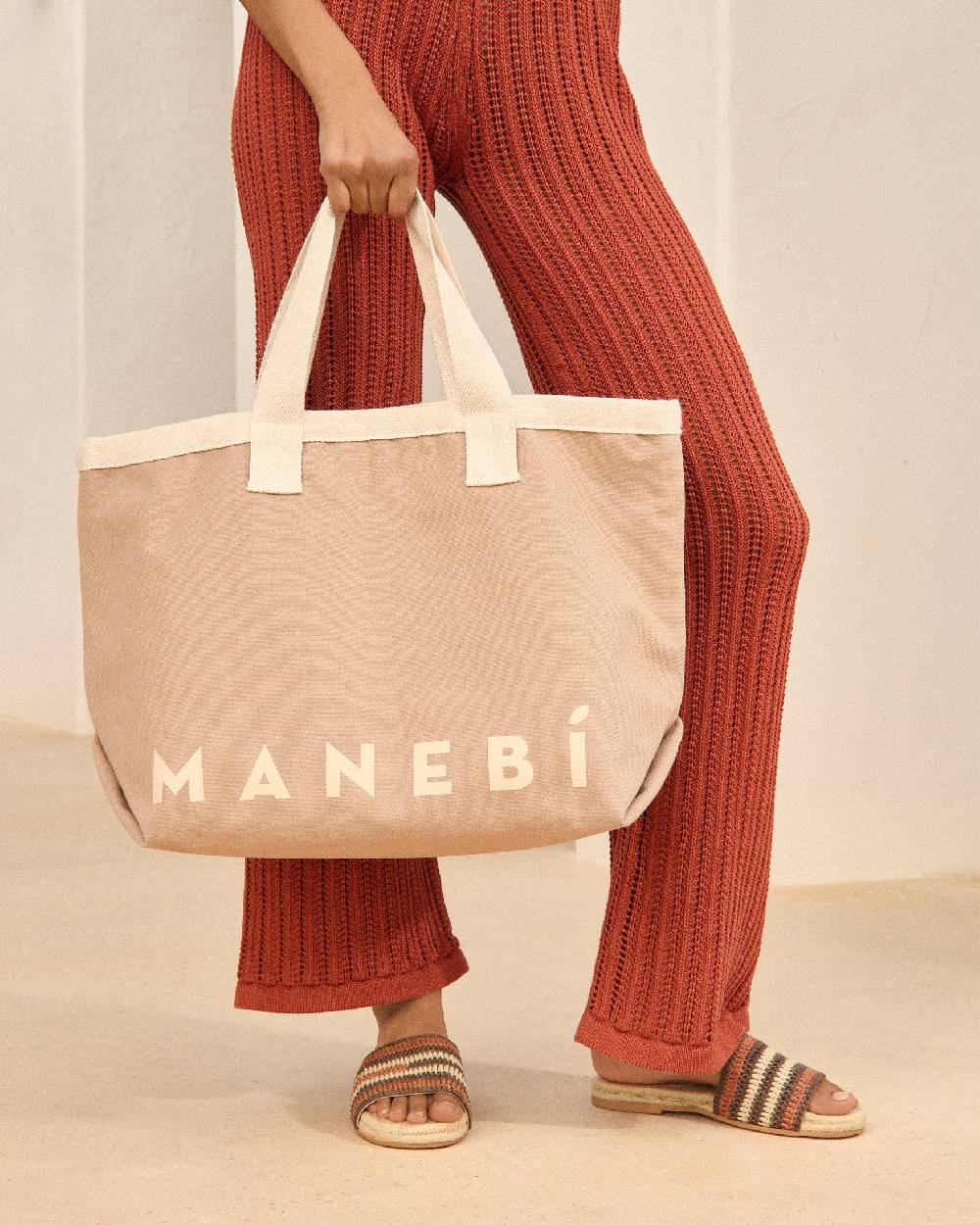 Manebí Canvas California Tote Bag - Desert With Ecru Logo