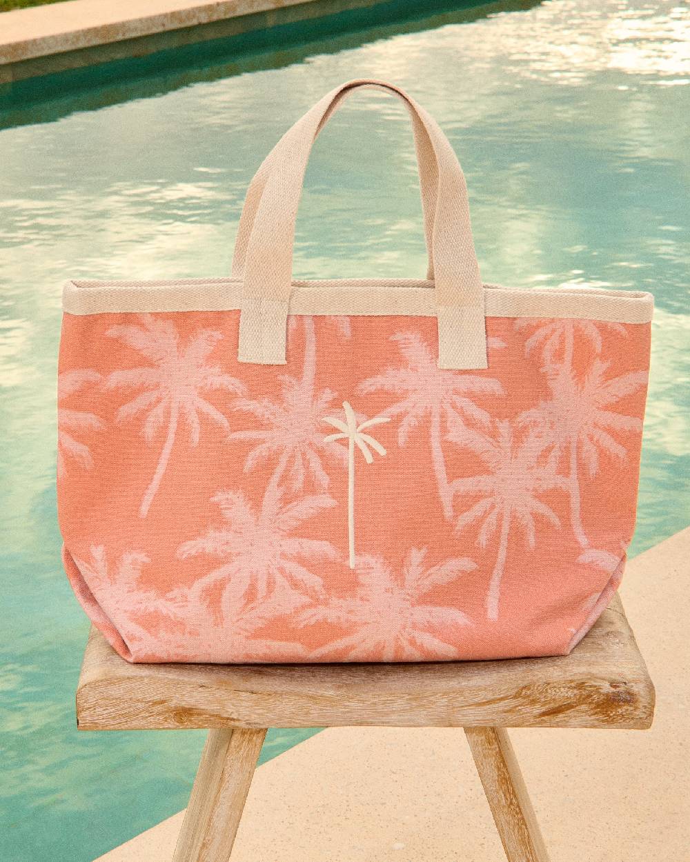 Manebí Canvas California Tote Bag - Sunbaked \u0026 Cream Pink Maxi Palm