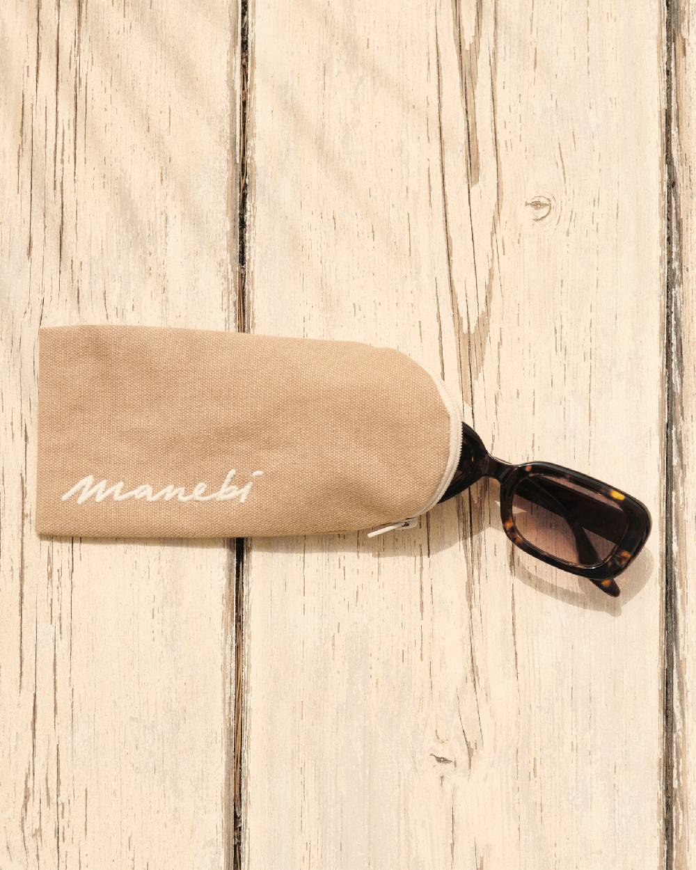 Manebí Canvas Sunglasses Case - La Havana Desert With Ecru Logo