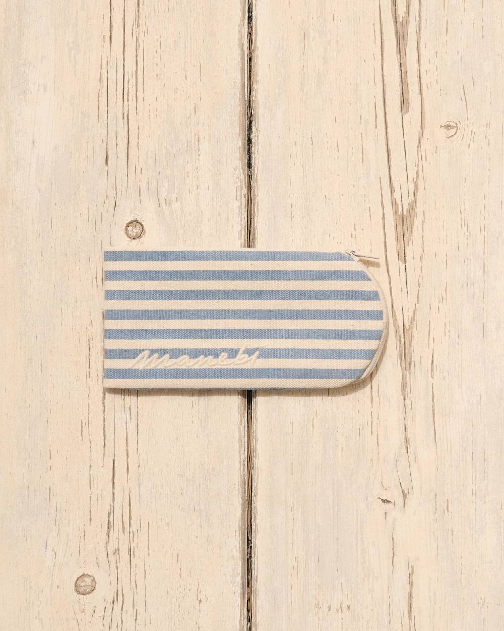 Manebí Canvas Sunglasses Case - Portofino White \u0026 Indigo Stripes