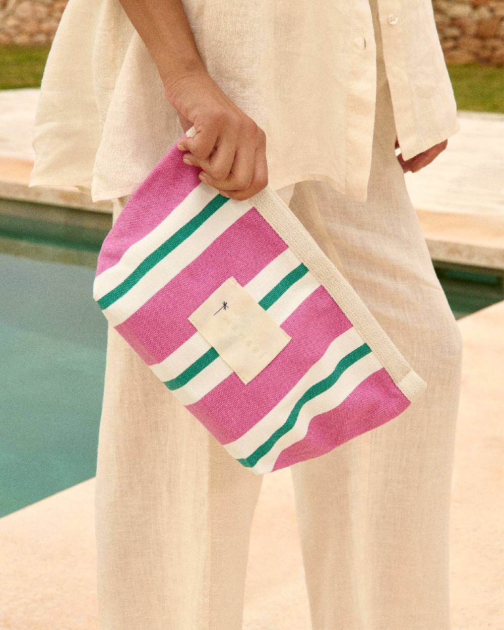 Manebí Canvas Tender2Tote - Portofino Pink And Green Stripes