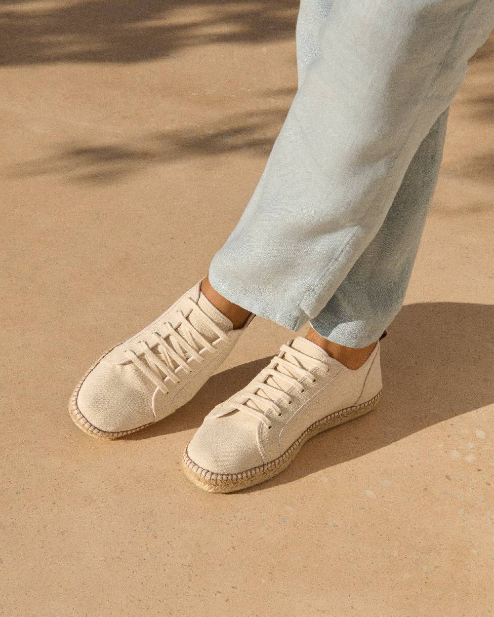 Manebí Cotton Canvas Lace-Up Espadrilles - Yucatán - Natural