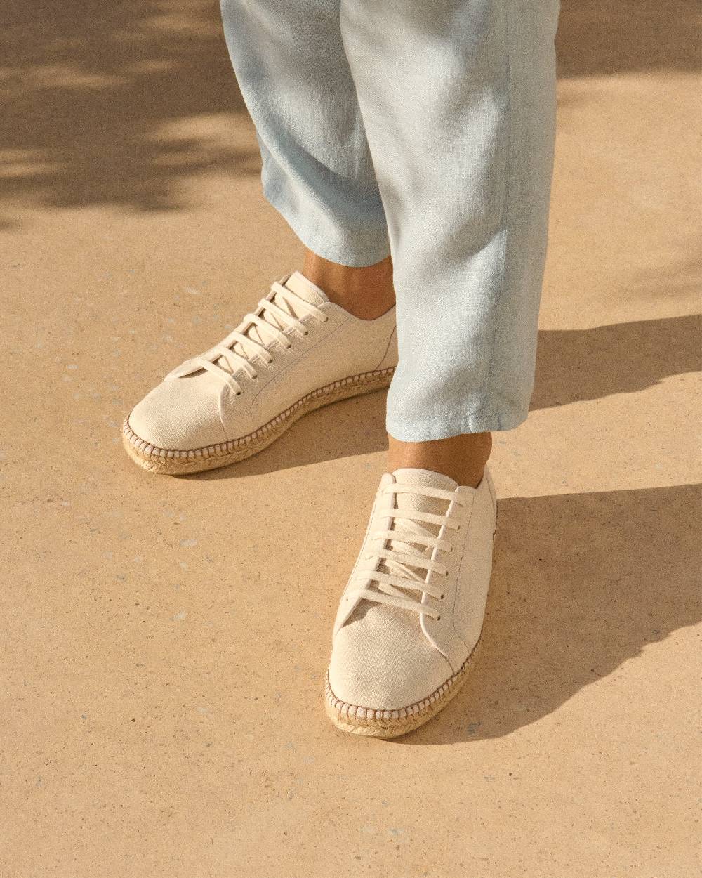 Manebí Cotton Canvas Lace-Up Espadrilles - Yucatán - Natural