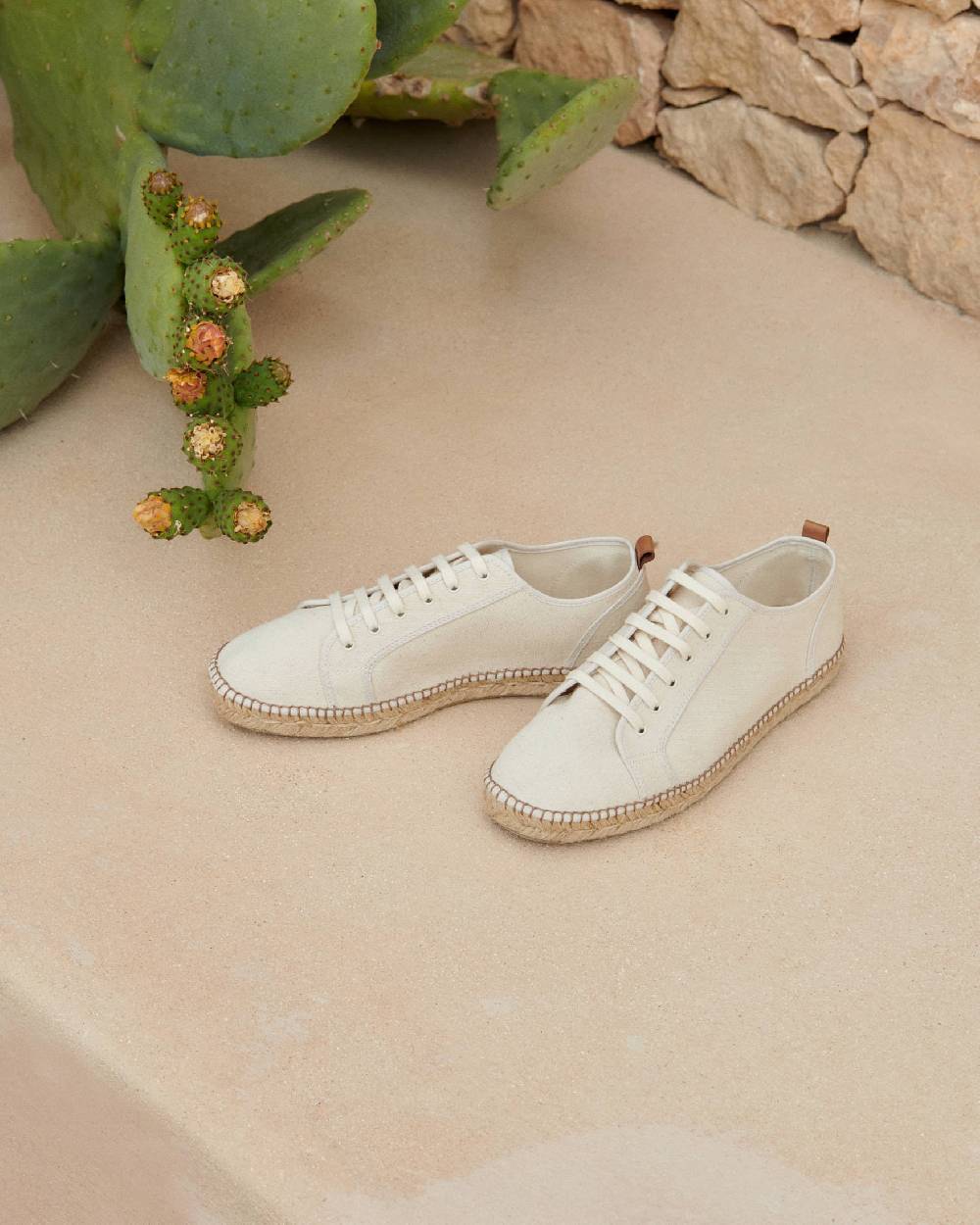 Manebí Cotton Canvas Lace-Up Espadrilles - Yucatán - Natural