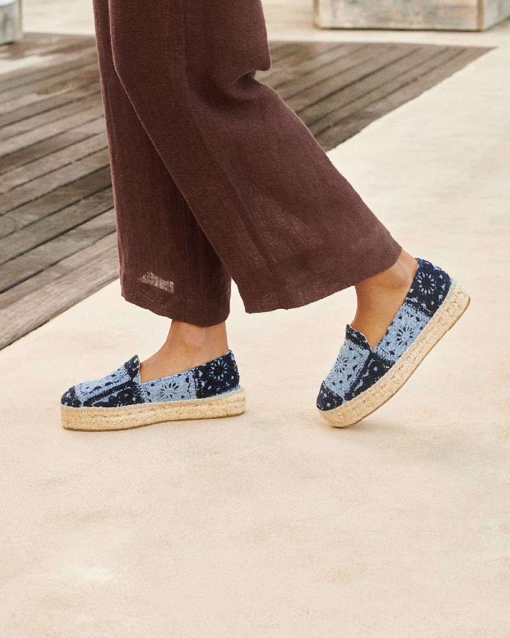 Manebí Cotton Crochet|Double Sole Espadrilles - Indigo \u0026 Navy Blue