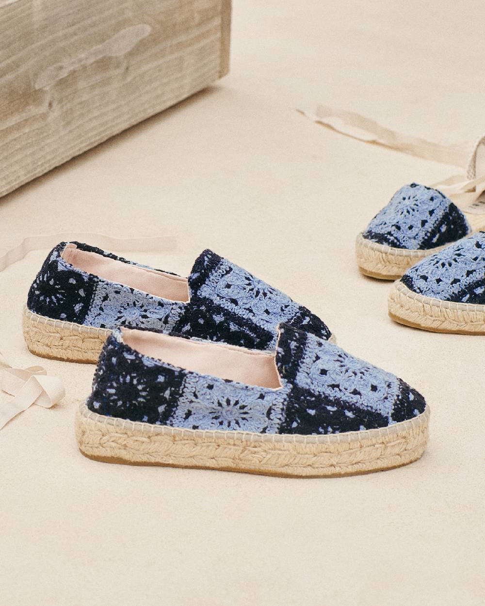 Manebí Cotton Crochet|Double Sole Espadrilles - Indigo \u0026 Navy Blue