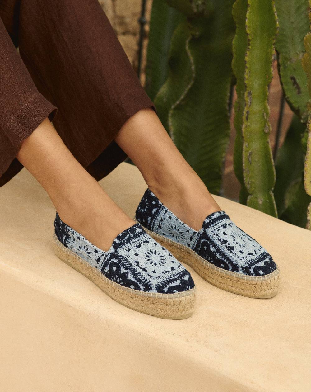 Manebí Cotton Crochet|Double Sole Espadrilles - Indigo \u0026 Navy Blue