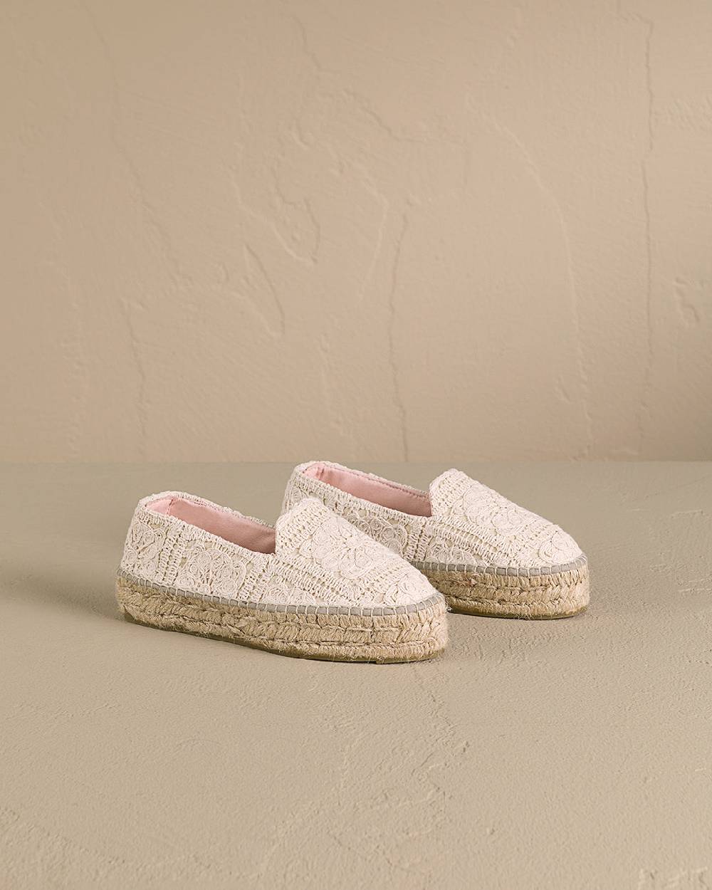 Manebí Cotton Crochet|Double Sole Espadrilles - Natural